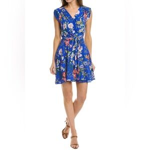 NWT Yumi Kim XS Amalfi Coast SoHo Mixer Silk Vibrant Blue Floral Mini Dress